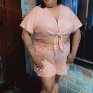 Two piece crop top short set